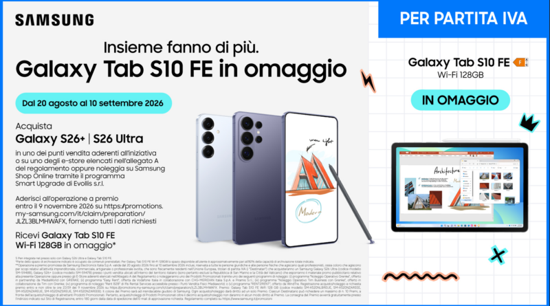 Galaxy Tab S10 FE in omaggio con Galaxy S26 Ultra e Galaxy S26+
